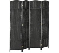 HOMCOM Biombo Plegable de 4 Paneles 160x170 cm Salón Dormitorio Negro