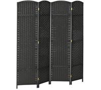 HOMCOM Biombo Plegable de 4 Paneles 160x170 cm Salón Dormitorio Negro | Separador de Ambientes, Biombo Separador de Ambientes, Oficina