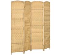 HOMCOM Separador de Ambientes de 4 Paneles Plegable 180x180 cm Natural