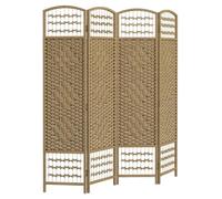 Homcom biombo separador de ambientes de 4 paneles 160x170 cm - divisor de habitación plegable de cuerda de papel y marco de madera