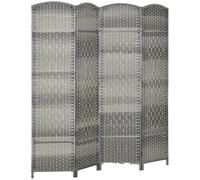 HOMCOM Biombo Plegable de 4 Paneles para Oficina 180x180 cm Gris Mixto | Biombo Separador de Ambientes, Pantalla de Privacidad, de Polipropileno, Dormitorio