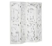 HOMCOM Biombo Divisor Separador de Ambientes de 4 Paneles Plegables de Madera de Paulonia 160,5x170 cm Blanco Rústico Aosom España