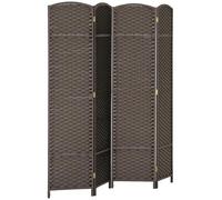 HOMCOM Biombo Plegable de 4 Paneles160x170 cm Salón Dormitorio Marrón