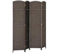 HOMCOM Biombo Plegable de 4 Paneles160x170 cm Salón Dormitorio Marrón | Separador de Ambientes, Biombo Separador de Ambientes, Oficina