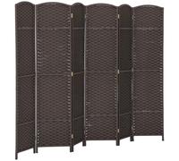 HOMCOM Biombo Plegable de 6 Paneles 240x170 cm Salón Dormitorio Marrón