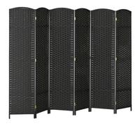 HOMCOM Biombo de 6 Paneles Separador de Ambientes Plegable 240x170 cm Negro