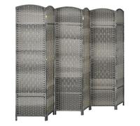 Homcom biombo plegable de 6 paneles 270x180 cm biombo separador de ambientes pantalla de privacidad de polipropileno para oficina dormitorio gris mixto 270 cm