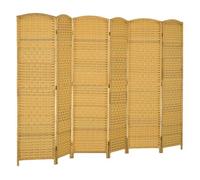 HOMCOM Separador de Ambientes Biombo Plegable Pantalla de Privacidad de Polipropileno Caqui oscuro 270X1.7X180 cm