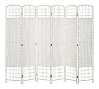HOMCOM Biombo Plegable de 6 Paneles Cuerda de Papel 240x170 cm Blanco