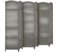HOMCOM Separador de Ambientes Biombo Plegable Pantalla de Privacidad de Polipropileno Gris claro 270X1.7X180 cm