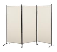 HOMCOM Biombo Separador de Ambientes de 3 Paneles 253x50x182 cm Divisor de Habitación Plegable con 6 Pies de Metal Beige Aosom España