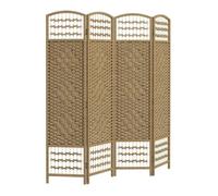 Homcom biombo separador de ambientes de 4 paneles 160x170 cm - divisor de habitación plegable de cuerda de papel y marco de madera 160 cm