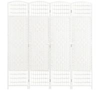 HomCom Biombo separador de ambientes 4 paneles plegable 160x170 cm para salón blanco