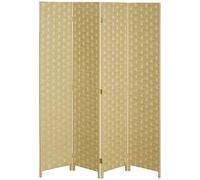 HomCom Biombo separador 4 paneles plegable 159,5x169,5 cm para dormitorio y salón Marrón