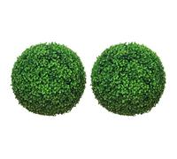 HOMCOM Bola de boj Set de 2, Plantas Artificiales, Planta de Interior con protección UV, decoración Vegetal, árbol Artificial para Interior, Exterior, Verde