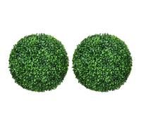 HOMCOM Bolas de Boj Set de 2, Plantas Artificiales, Planta de Interior con Protección UV, Decoración Vegetal, Árbol Artificial para Interior, Exterior, Verde Green Ø40 x 40h cm