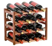 HOMCOM Botellero Pequeño de Bambú para 16 Botellas 43x23,5x38 cm Marrón | Estantería de Vino de 4 Niveles, Carga 75 kg, para Cocina, Comedor, Bar