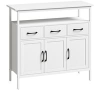 HOMCOM Buffet cocina, mueble de almacenamiento, 3 puertas, 3 cajones, compartimento abierto y estantes ajustables, 95x35x88cm, blanco Aosom España