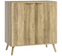HOMCOM Buffet de salón mueble de almacenamiento con armario de 2 puertas y estante ajustable, 77x40x81 cm, aspecto madera