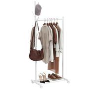 HOMCOM Burro Ropa con Ruedas 5 Ganchos Balda Inferior 68x43x171 cm Blanco