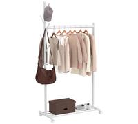 HOMCOM Burro Ropa con Ruedas 5 Ganchos Balda Inferior 86x43x171 cm Blanco