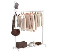 HOMCOM Burro Ropa con Ruedas 5 Ganchos y Balda Inferior 120x43x171 cm Blanco BLANCO 86x43x171 cm
