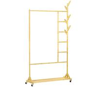 HOMCOM Burro Ropa con Ruedas Perchero 6 Ganchos 100x37x191 cm Natural