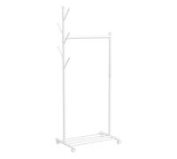 Homcom burro ropa con ruedas, perchero burro ropa con 5 ganchos barra para colgar y balda inferior perchero para recibidor, entrada, dormitorio, 68x43x171 cm, blanco 43 cm