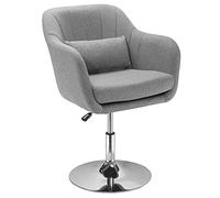Butaca de dormitorio moderna butaca de salón giratoria tapizado en lino con altura ajustable reposabrazos y cojín butaca para sala de estar gris