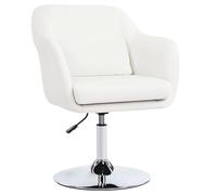 HOMCOM Butaca de Dormitorio Moderna Giratoria Tapizada en PU Con Altura Ajustable, Reposabrazos y Cojín Para Salón y Sala de Estar - Blanco