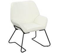 HOMCOM Butaca de Salón con Asiento Ancho y Acolchado Tapizado en Terciopelo Patas de Metal Sillón para Salón Crema