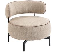 HomCom Butaca de salón giratoria, tapizada lino, asiento amplio, acolchado, patas metal, beige