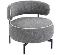 Homcom butaca de salón con asiento giratorio, sillón de salón, tapizado en lino, con asiento amplio, acolchado grueso, patas de metal para dormitorio, lectura, gris oscuro 81 cm