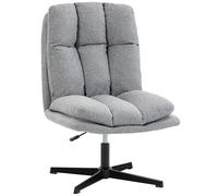 HOMCOM Butaca de Salón, Sillón Ergonómico Giratorio 360°, Sillón Relax con Altura Ajustable, Asiento Ancho, Tapizado en Lino, Base de Metal para Sala de Estar, Dormitorio Gris claro
