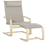HOMCOM Butaca de Salón Moderna con Otomana Sillón Elegante con Respaldo Alto Reposabrazos y Almohada Extraíble 67x69x100 cm Gris Aosom España