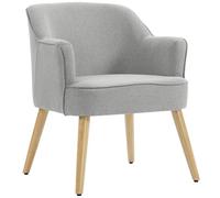 HOMCOM Butaca de Salón Moderna, Sillón Lectura Tapizado en Lino con Patas de Madera, Reposabrazos Acolchado Grueso y Almohadillas Ajustables para Dormitorio, Oficina, Estudio, Carga 120 kg, Gris Claro