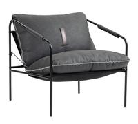 HOMCOM Butaca de Salón Moderna Sillón de Lectura para Oficina Gris Carbón | Tapizado en Cuero Sintético, Fundas de Cojines Extraíbles, Acolchado Grueso, Patas de Metal, para Dormitorio