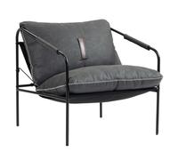 Homcom butaca de salón moderna, sillón de lectura tapizado en cuero sintético, fundas de cojines extraíbles, acolchado grueso, patas de metal, para dormitorio, oficina, gris carbón