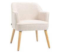 HomCom Sillón de salón tapizado en lino - patas de madera - 64,5x65x79,5 cm - crema
