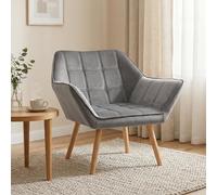 HOMCOM Butaca de Salón Moderna Tapizado Terciopelo Patas Madera Gris
