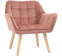 HOMCOM Butaca de Salón Moderna Tapizado Terciopelo Patas Madera Rosa