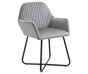 HOMCOM Butaca de Salón Sillón de Salón Tapizado en Terciopelo con Asiento Acolchado Base Metálica Cruzada Sillón Lectura para Sala de Estar Dormitorio Gris
