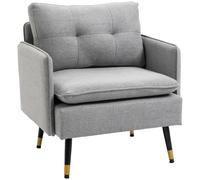 HOMCOM Butaca de Salón Sillón Relax con Reposabrazos Asiento Acolchado Patas de Acero Diseño Moderno para Hogar 76x68x80 cm Negro Aosom España