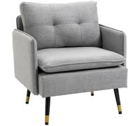 HOMCOM Butaca de Salón Sillón Relax Moderno con Reposabrazos 76x68x80 cm Gris Gris