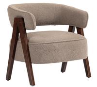 HOMCOM Butaca de Salón Tapizada en Borreguito, Sillón de Lectura Acolchado Grueso y Moderno, Asiento Ancho, Patas de Madera, Respaldo Curvado, para Dormitorio, Oficina Brown 70x64x71 cm