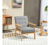 HOMCOM Butaca de Salón Tapizada en Lino con Reposabrazos Carga 130 kg Gris Claro