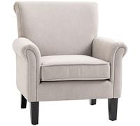 HomCom Butaca Sillón Relax tapizada en tela, asiento extraíble y lavable, patas de madera, gris