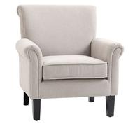 HomCom Butaca Sillón Relax tapizada en tela, asiento extraíble y lavable, patas de madera, gris