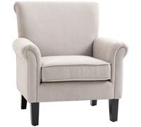 HOMCOM Butaca de Salón Tapizada en Tela, Sillón Relax con Reposabrazos, Asiento Extraíble y Lavable, Patas de Madera, para Dormitorio, Balcón, Estilo Moderno, Carga 150 kg, 79x72,5x88 cm, Gris Gray 79