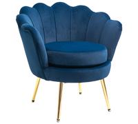 HOMCOM Butaca de Salón Tapizada en Terciopelo Sillón Butaca de Dormitorio con Respaldo en Forma de Concha y Patas Doradas para Comedor 76x67x74 cm Rosa Blue 76x67x74cm